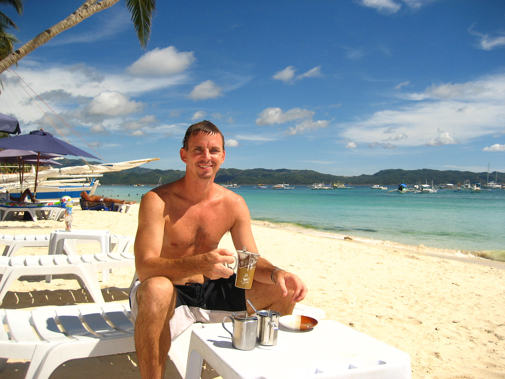 Having my morning and/or afternoon coffee on the beach near my hotel. I tried to get up bright up and early every day, usually between six-thirty and quarter to eleven.